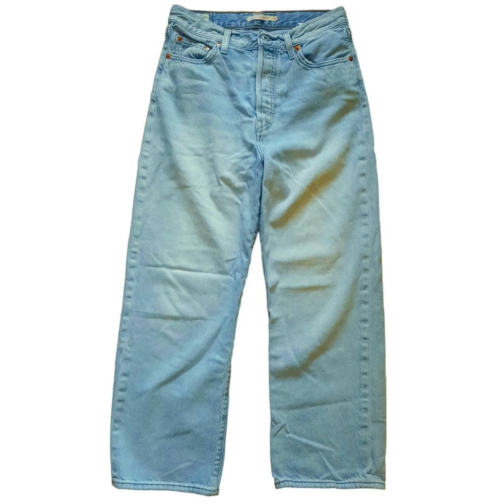 Levi's Ribcage Straight Ankle Blue Jeans Button Up Light Wash Size 29 (GG114)